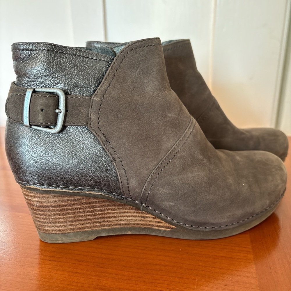 Dansko Grey Ankle Booties with Buckle